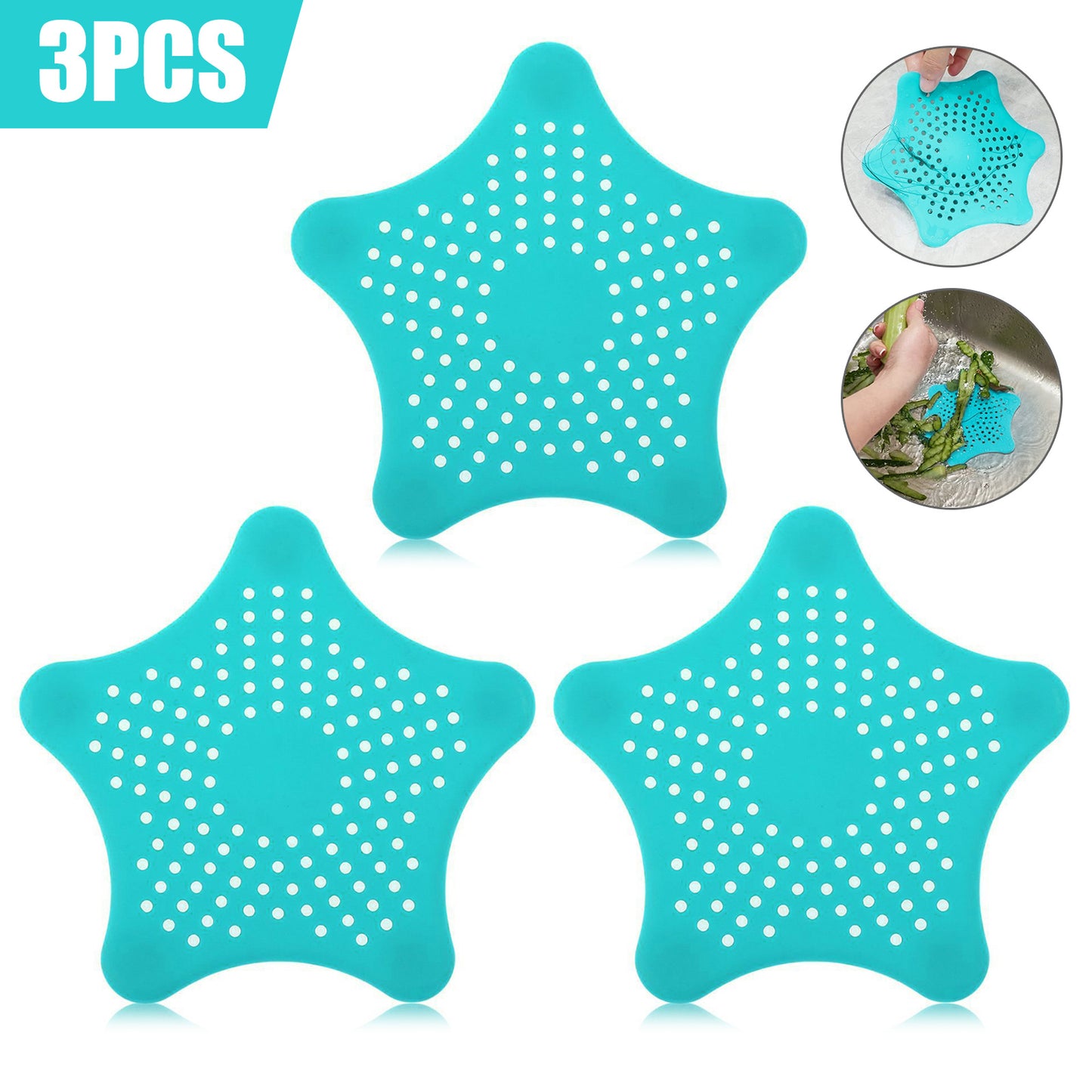 Starfish Silicone 3-Piece Drain-Filter Set
