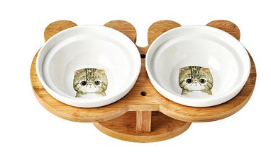 Timber-Frame Double Ceramic Feeding Set