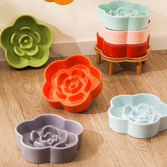 Bloom-Flow Artisan Ceramic Slow Feeder
