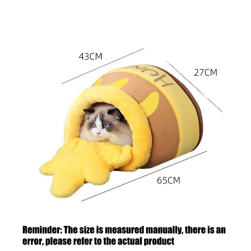 Honingpot Kattenbed - Comfortabel Traagschuim Huisdierenmeubel Met Verwijderbaar Kussen - Stijlvol En Wasbaar