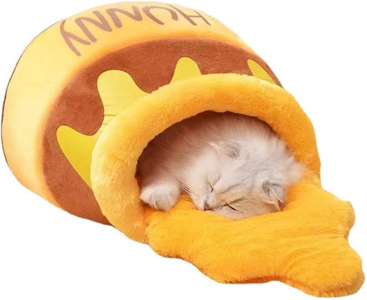 Honingpot Kattenbed - Comfortabel Traagschuim Huisdierenmeubel Met Verwijderbaar Kussen - Stijlvol En Wasbaar