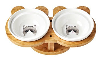 Timber-Frame Double Ceramic Feeding Set