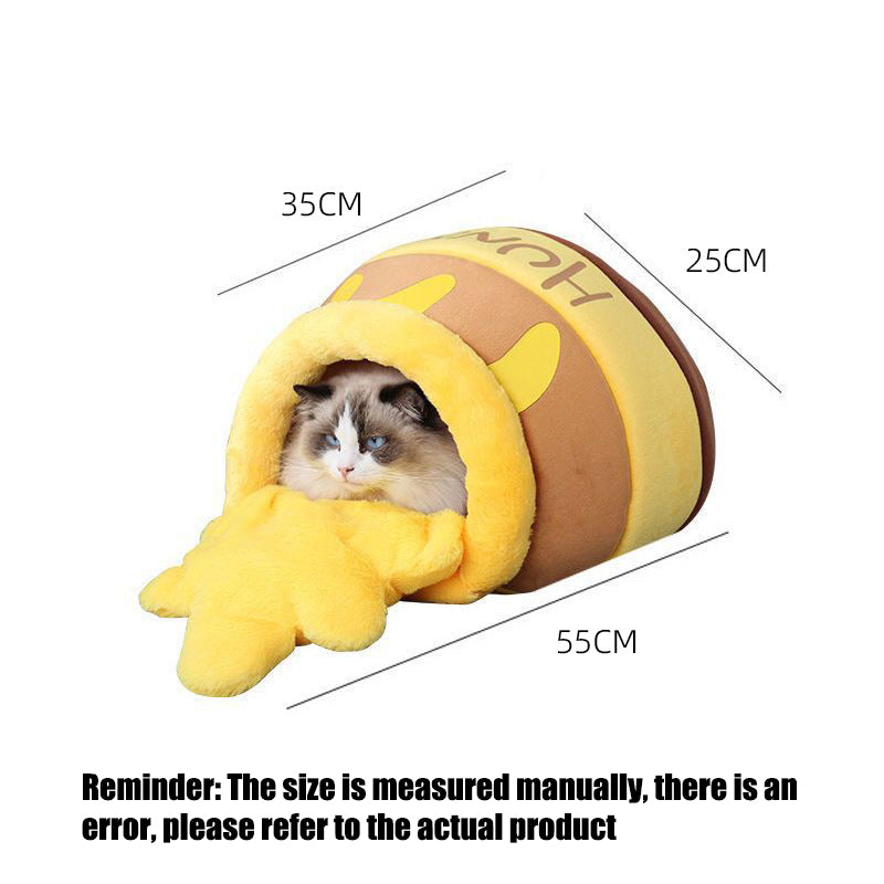 Honingpot Kattenbed - Comfortabel Traagschuim Huisdierenmeubel Met Verwijderbaar Kussen - Stijlvol En Wasbaar
